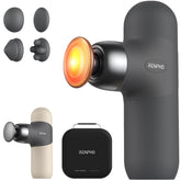 RENPHO mini thermal massage gun front view showing compact design and control buttons for easy use