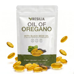 Resilia Oil Of Oregano front packaging showing pouch and branding benefit convenience