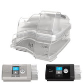 ResMed humid air tub front view showing chamber and clear labeling, ensuring proper fit