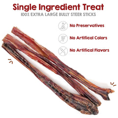 Riley's single stick close-up showing sturdy beef pizzle texture and durable chew benefit