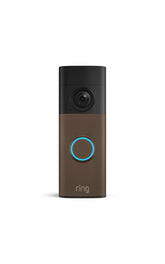 Ring doorbell 2K front view showing matte mocha finish and wide-angle camera for curb awareness