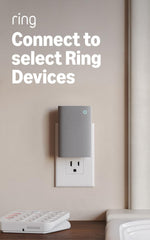 Ring Chime Plus night-light glowing in dim room, Ring night-light adds gentle illumination