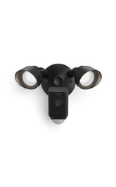 Ring Floodlight Cam front view showing camera and dual LEDs for clear monitoring
