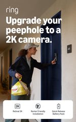 Ring Peephole Cam side profile installed in a door, demonstrating renter-friendly fit