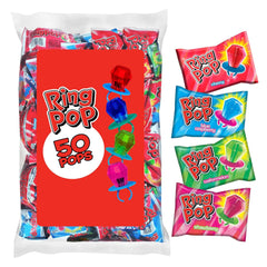 Ring Pop front packaging showing brand and colorful candy, perfect for party supply.