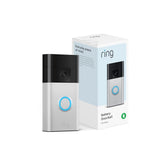 Ring Satin Nickel doorbell front view showing camera and finish for curb appeal
