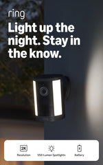 Ring Spotlight Cam 2K side profile mounted on wall, illustrates flexible placement