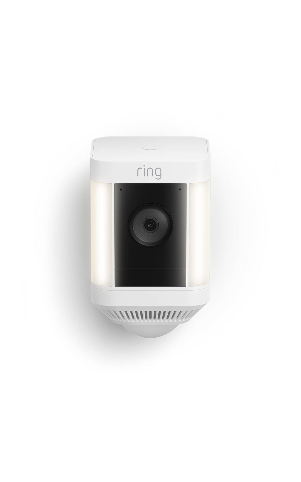 Ring Spotlight Cam Plus front view showing camera and lights for visible deterrence