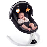 RIVIPLOU front view of electric baby swing showing seat and frame for quick setup