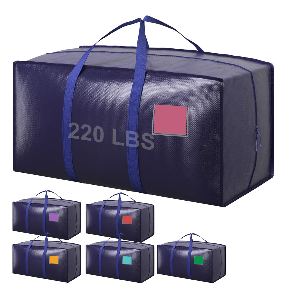 RMOHRO front view of blue 6-pack moving bags showing organized storage benefit