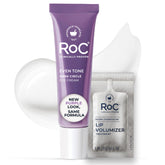 RoC jar front view showing product branding and sleek packaging for eye brightening