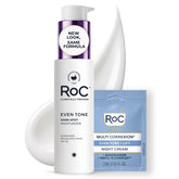 RoC front packaging showing SPF 30 and benefits, communicates protection and tone correction