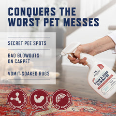 Rocco & Roxie applied to carpet showing stain removal benefits