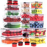 RockBerry front view of full 56-piece set showing containers and lids for easy organization