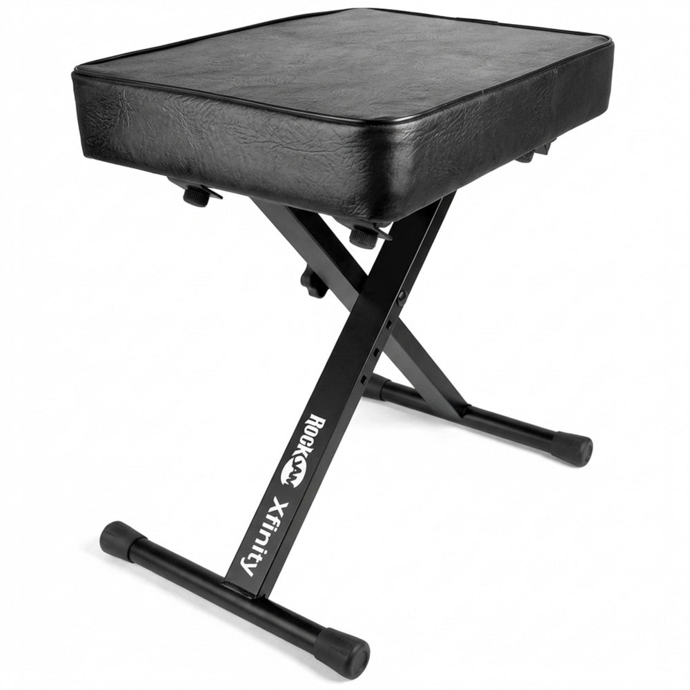 RockJam bench front view showing padded seat and sturdy frame for stable playing