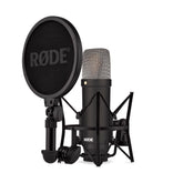 RØDE NT1 front view showing sleek black finish and grille, delivering professional look