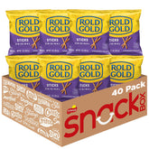 Rold Gold front packaging showing 40 single-serve bags and convenience