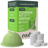 Roobi front packaging showing Vertuo cleaning kit and benefits
