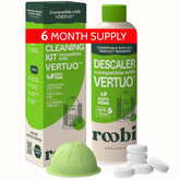 Roobi front packaging showing Vertuo cleaning kit and eco benefits