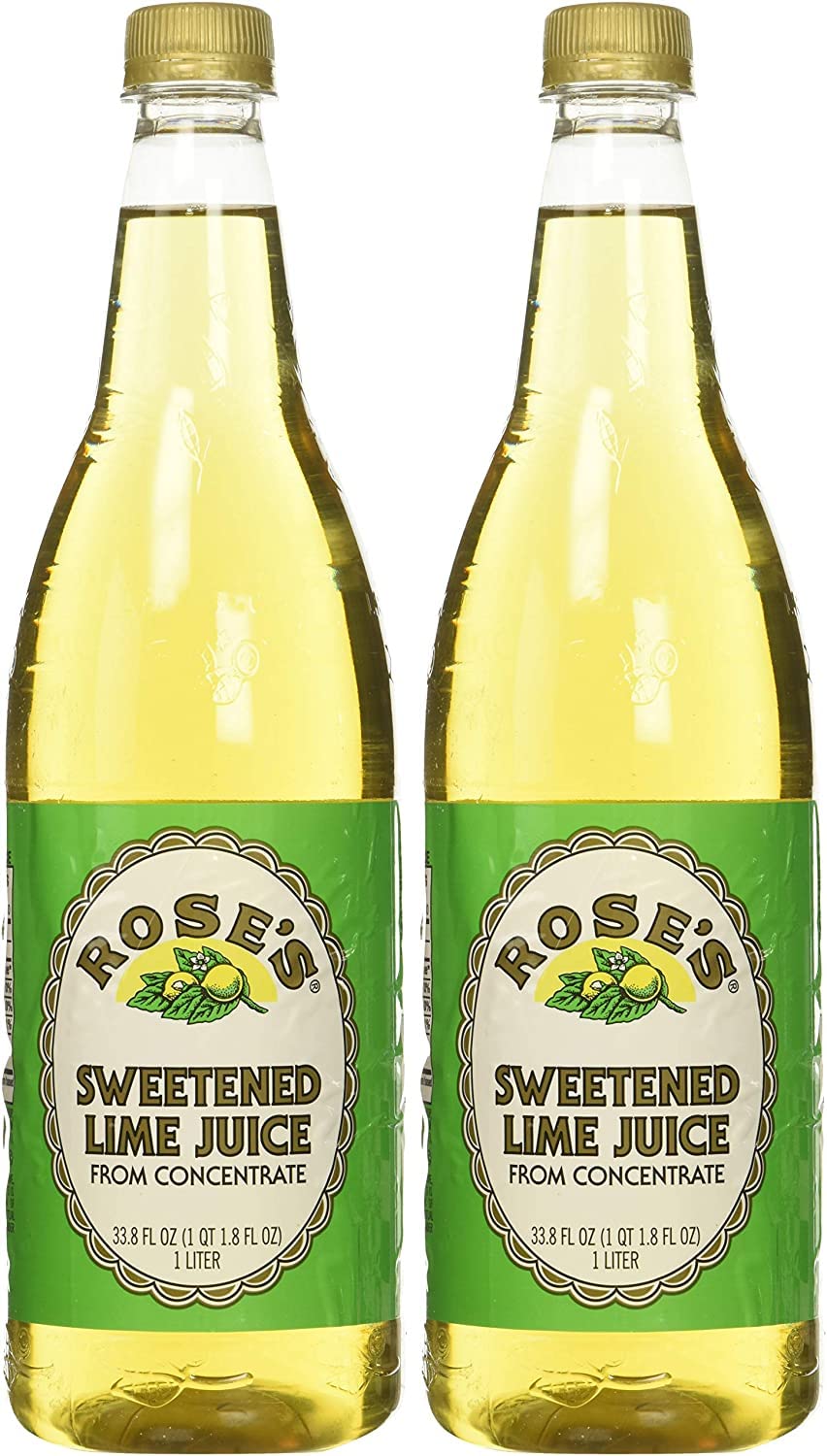 Rose's Lime Juice front packaging showing two 1L bottles for easy stocking