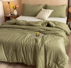 ROSGONIA comforter on queen bed illustrating full coverage and styling benefit