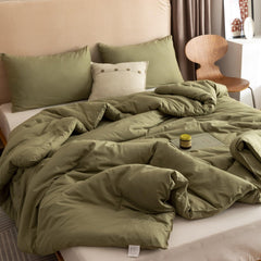 ROSGONIA two olive pillowcases displayed to show matching set benefit