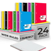 Rosmonde front-packaging showing 24 notebooks and easy subject sorting
