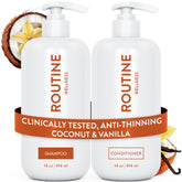 Routine Wellness front packaging showing vanilla coconut scent and volumizing benefits