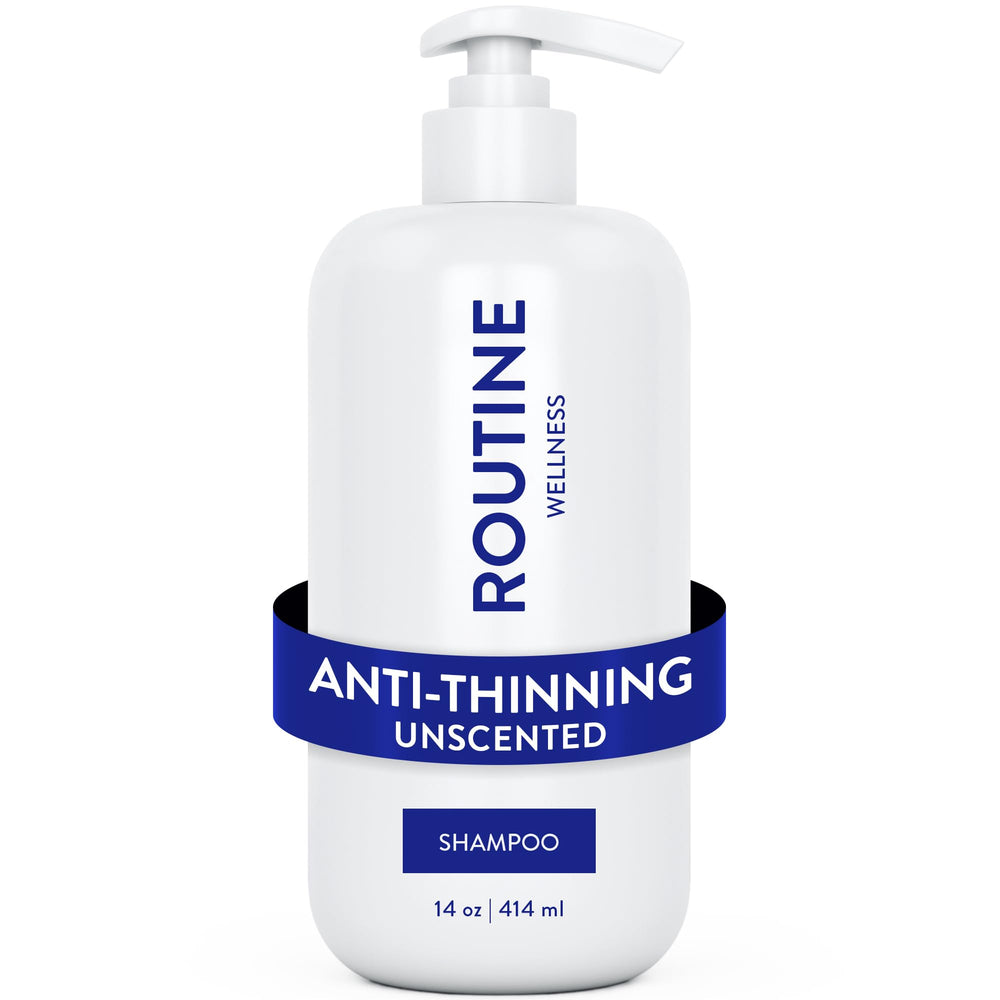 Routine Wellness unscented shampoo front label showing product name and benefits
