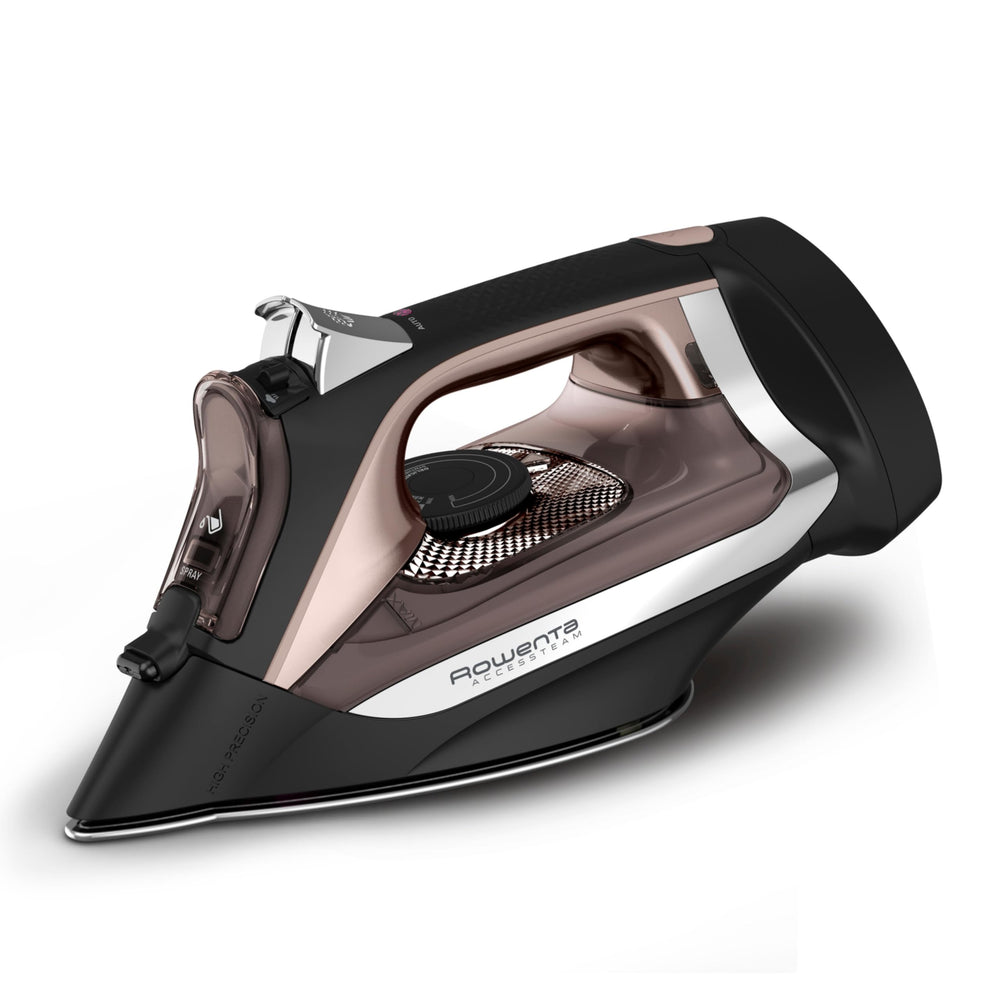 Rowenta front view showing iron design and easy storage benefits