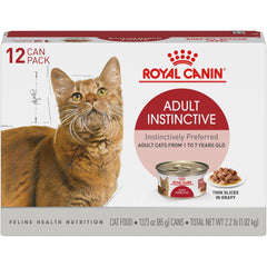 ROYAL CANIN front view of pack of 12 cans showing product and benefit of consistent nutrition