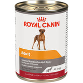 ROYAL CANIN front packaging showing adult loaf in sauce, highlights skin support