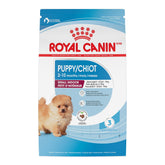 ROYAL CANIN front packaging showing small indoor puppy formula benefits