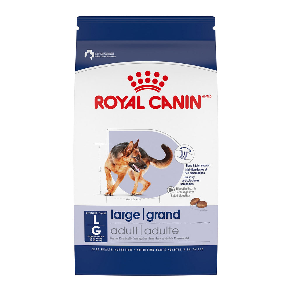 ROYAL CANIN front bag shot showing brand and large-breed focus for confident selection