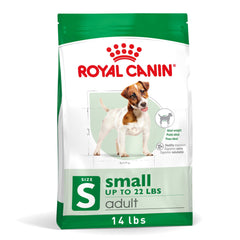 Royal Canin bag front view showing small-breed formula benefit