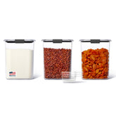 Rubbermaid Brilliance front packaging showing three clear 16-cup containers for organized storage
