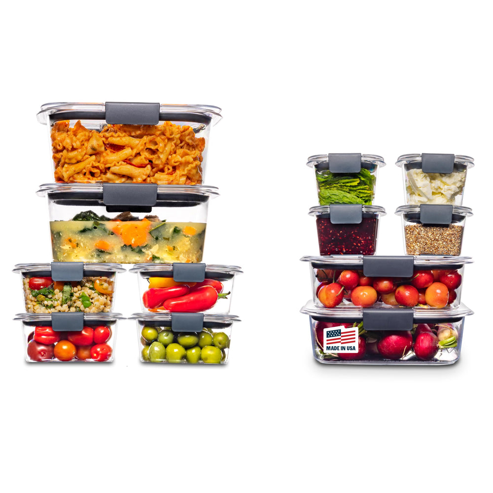 Rubbermaid Brilliance front packaging showing clear containers and lids for easy identification