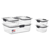 Rubbermaid Brilliance front packaging showing clear lids and bases for easy identification and convenience