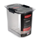 Rubbermaid Brilliance front view showing clear container and grey lid for easy identification