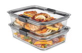 Rubbermaid Brilliance front view showing clear glass base and lid for visible storage benefit