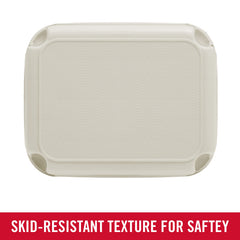 Rubbermaid Roughneck side profile folded placement demonstrating compact easy storage benefit