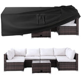 Ruimoy front view of full cover protecting large patio table set