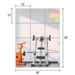 Ruomeng mounted mirror tiles on home gym wall improving form visibility during workouts
