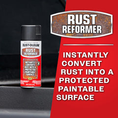 Rust-Oleum side-by-side before and after panel illustrating rust conversion benefit