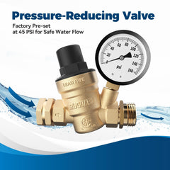 RVGUARD closeup of pressure gauge for accurate outlet PSI monitoring benefit