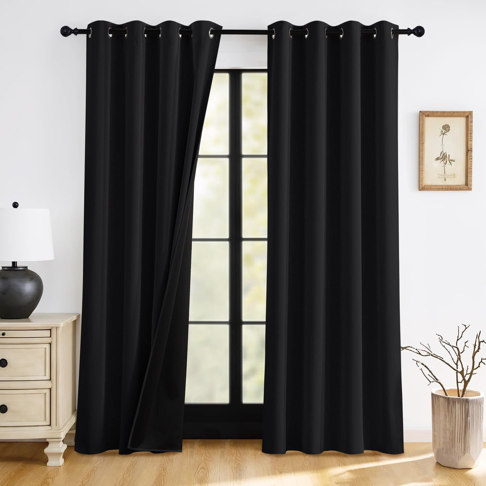 RYB HOME front view of two 84 inch blackout panels showing full coverage and style