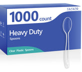 SACATR front pack of 1000 clear spoons showing value and convenience