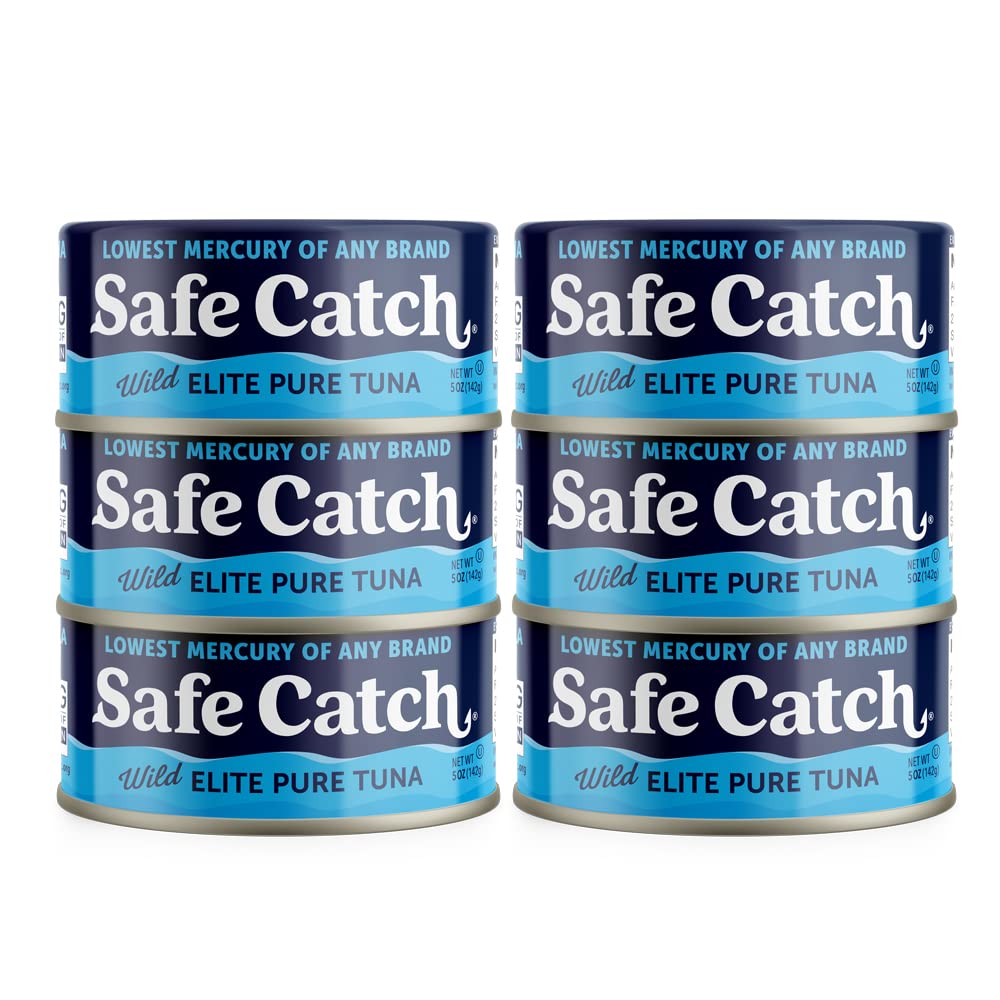 Safe Catch front 5oz can showing brand and low-mercury benefit