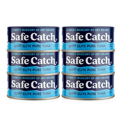 Safe Catch front 5oz can showing brand and low-mercury benefit