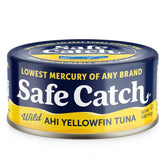 Safe Catch front packaging showing six cans and brand clarity benefit